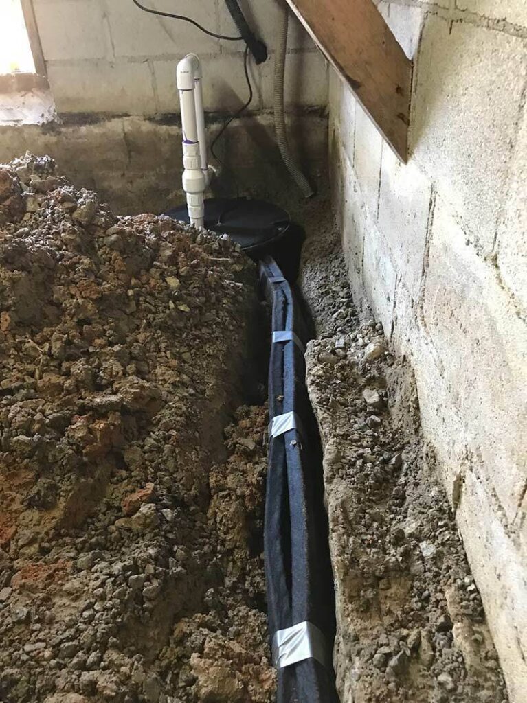 crawl space waterproofing Perimeter Drain: Crawl space Waterproofing